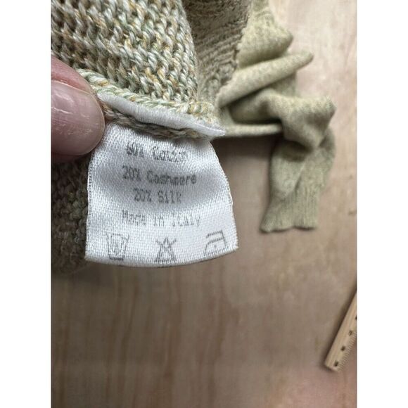 Scott Barber Sweater Made In Italy Cashmere Wool Silk Blend XL Beige V Neck - Picture 3 of 6